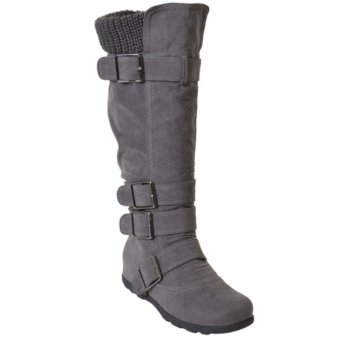 womens gray knee high boots