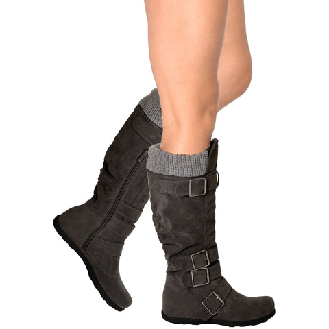 rubber sole knee high boots