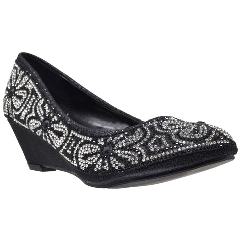 womens black dress shoes with rhinestones