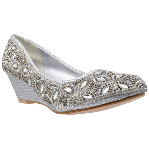 silver formal shoes rhinestones