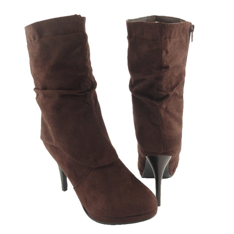 Womens Mid Calf Boots Suede Stilleto 