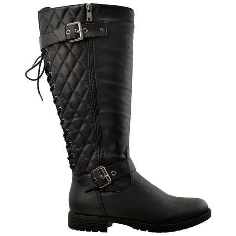 womens black quilted boots