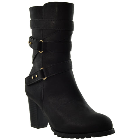 black calf boots with heel