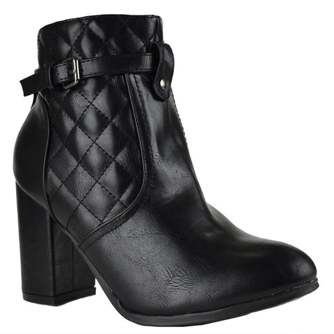 chunky heel ankle strap boots