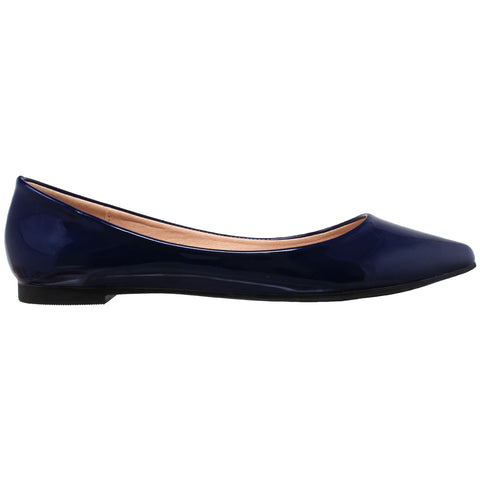 navy leather flat shoes womens