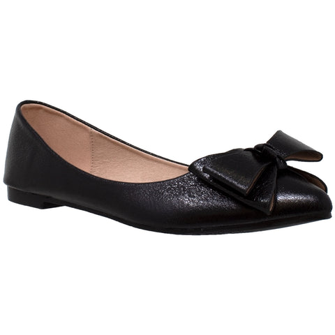 black ballet flats with bow