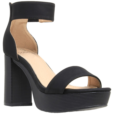 womens black block heels
