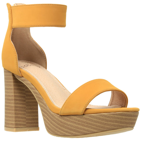 yellow block heel shoes