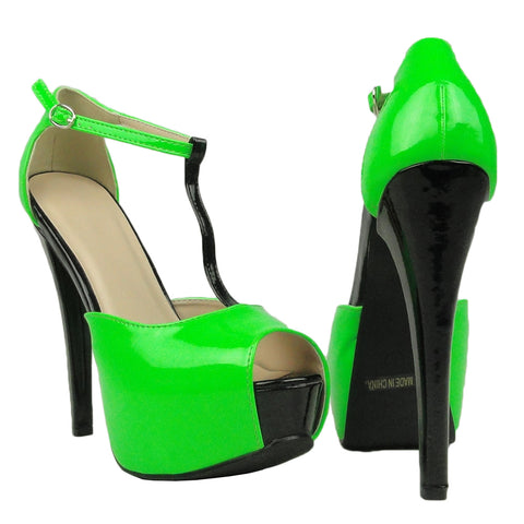green high heel pumps