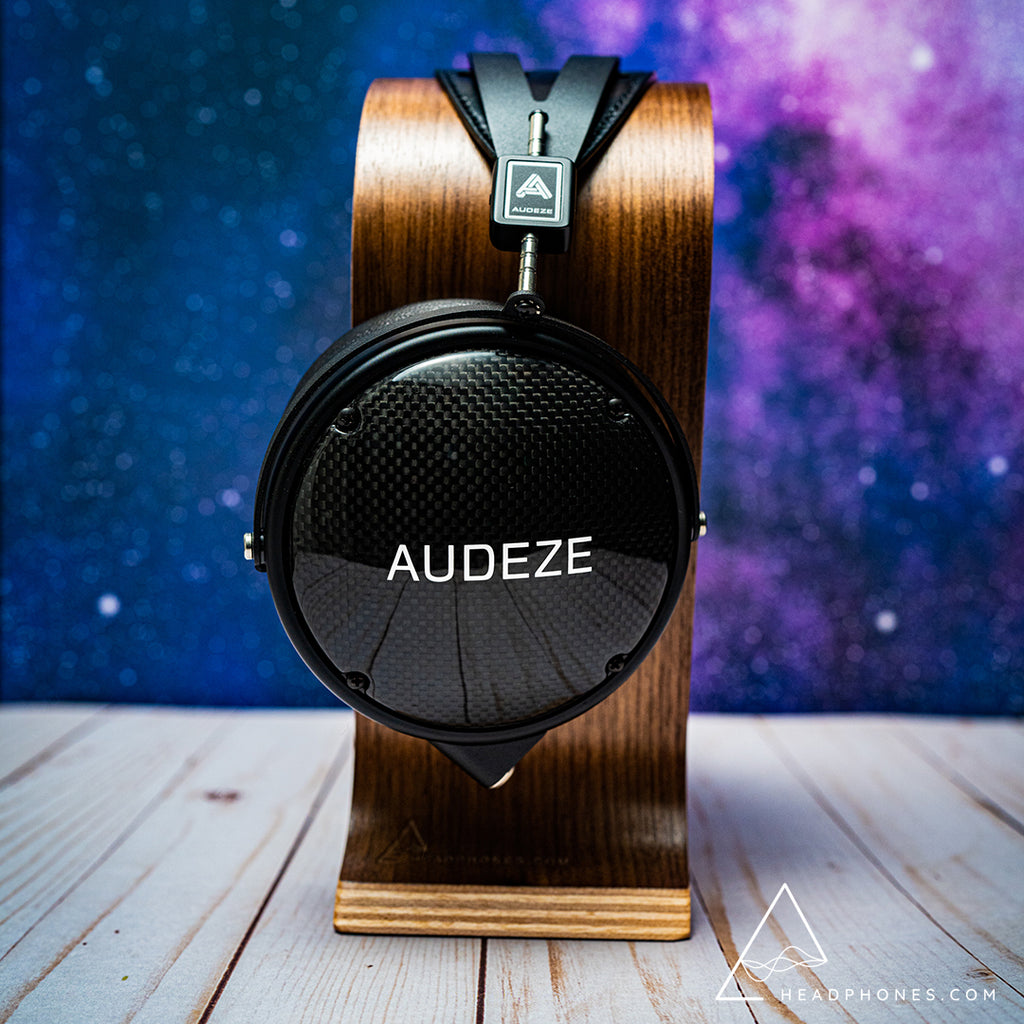 Audeze LCD-XC Closed-back over-ear headphones on Headphones.com wooden omega headphone stand