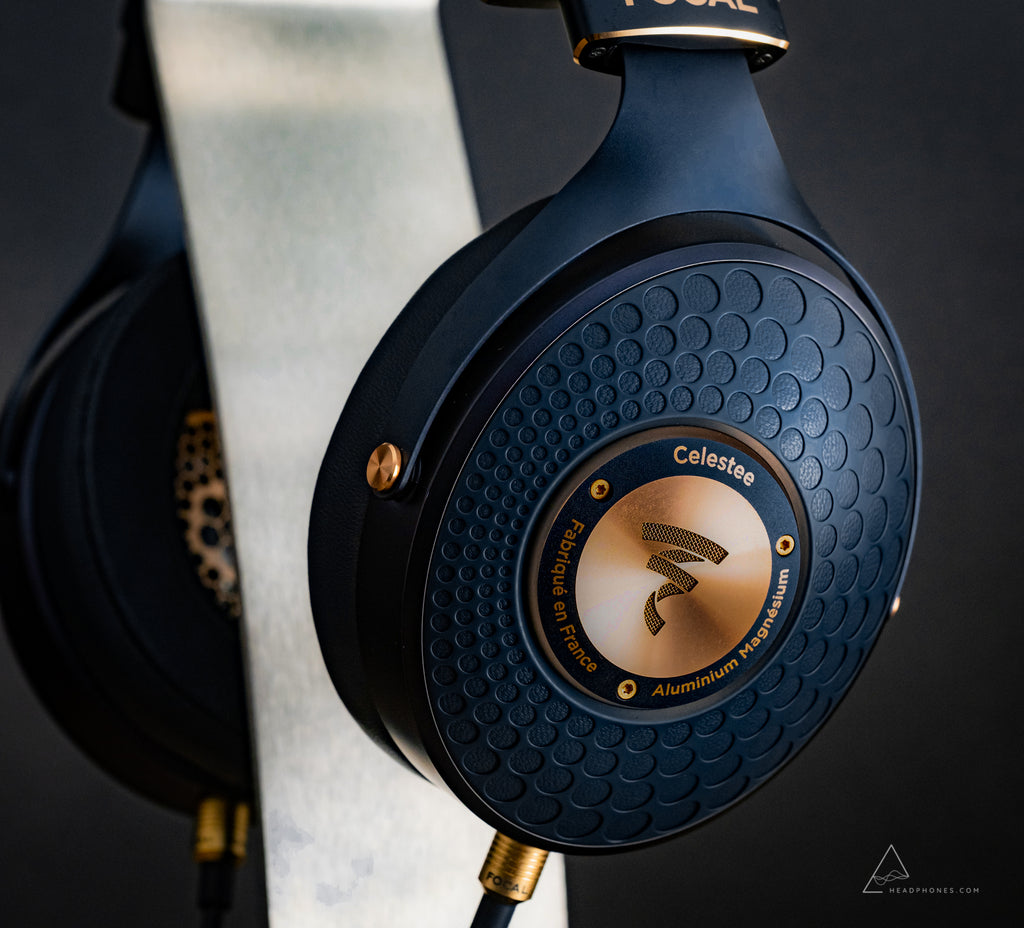 Focal Celestee luxury mobile portable over-ear closed-back headphones closeup | available on headphones.com