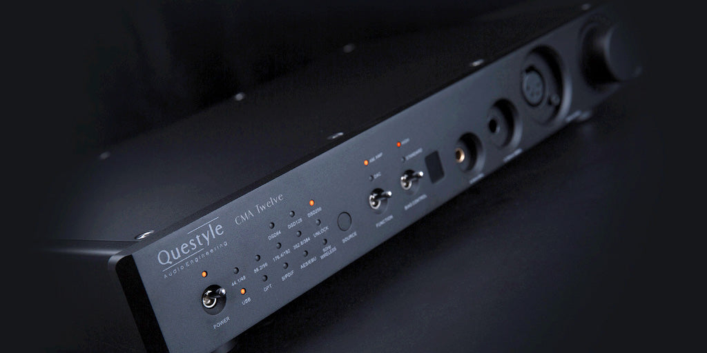 Questyle CMA Twelve amplifier, three-quarter front view | Headphones.com