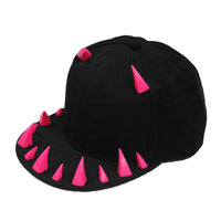 Spikey Punk Rivet Hat With Flat Brim And Horns