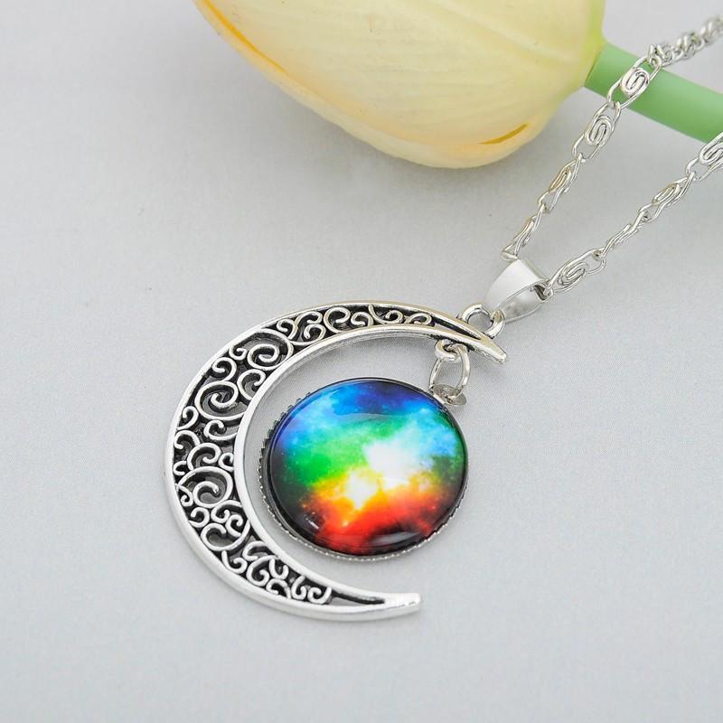 Rainbow Galaxy Moon - Gay Necklace – gaypridehub