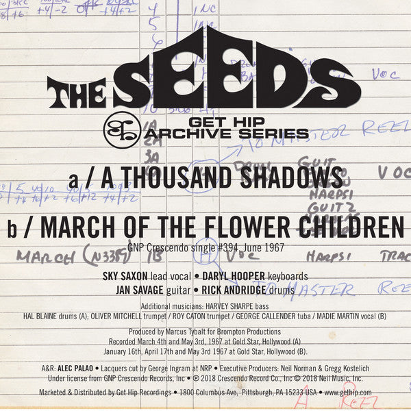 The Seeds | A Thousand Shadows / March Of The Flower Children (New)