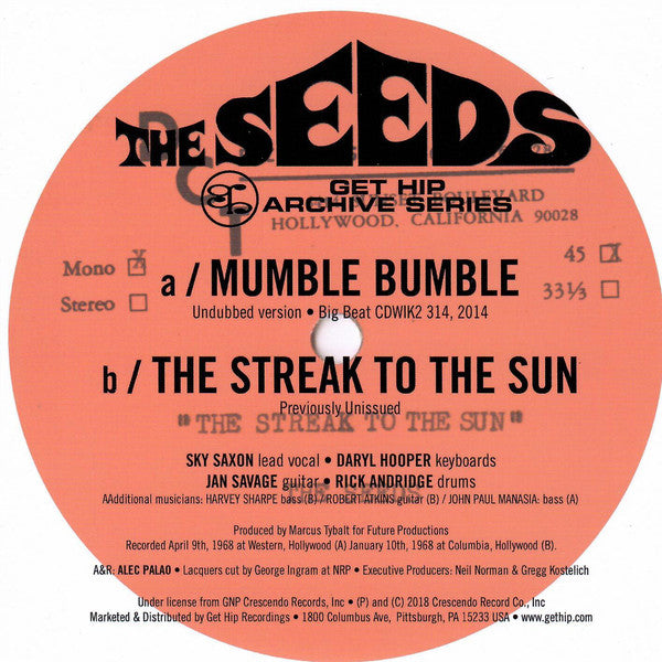 The Seeds | Mumble Bumble / The Streak To The Sun (New)