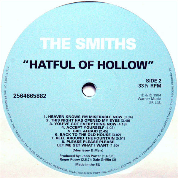 The Smiths Hatful Of Hollow New Tunnel Records Beach Goods