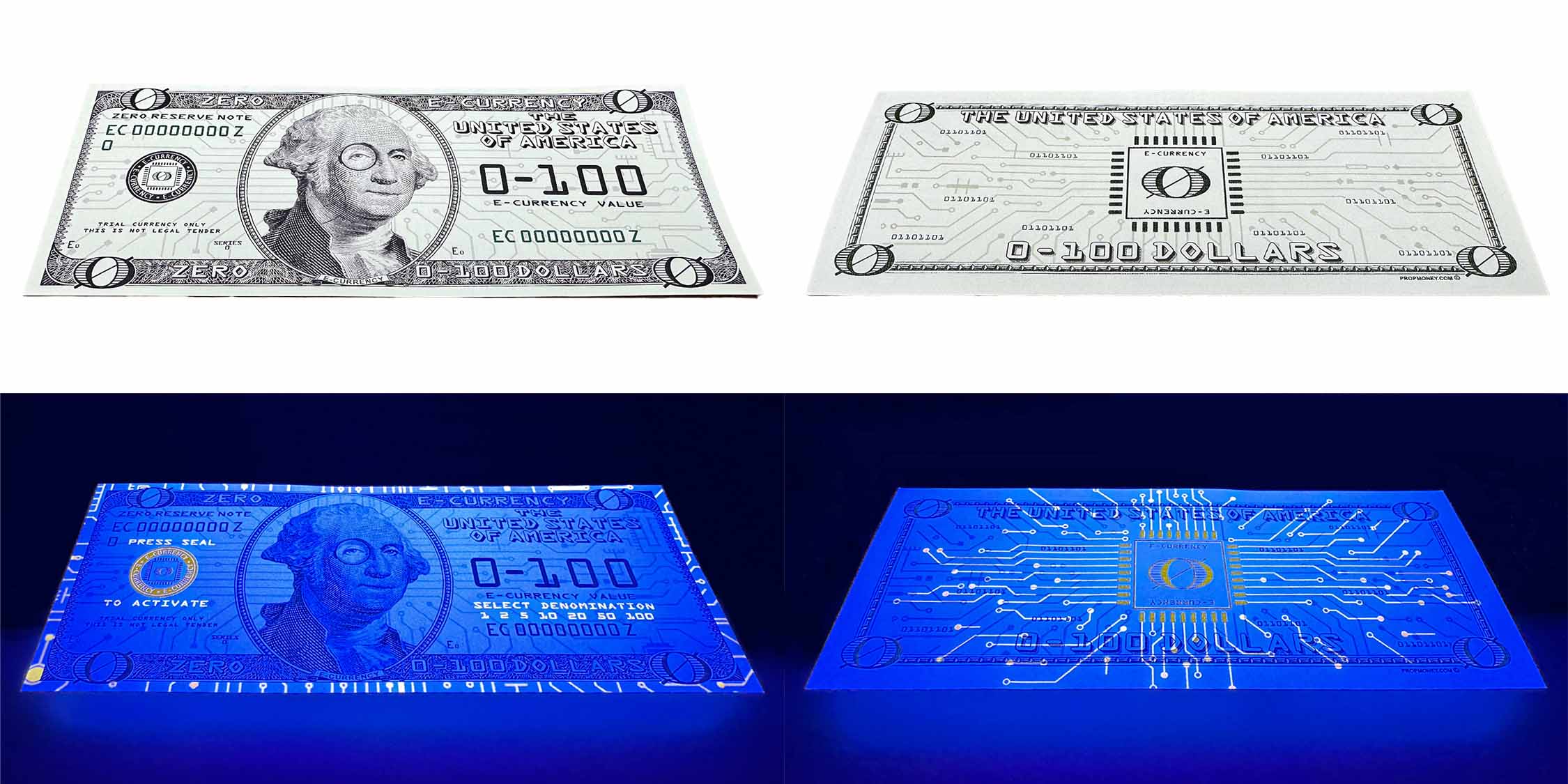 UV Custom Designed Money Bills by Prop Money Inc.