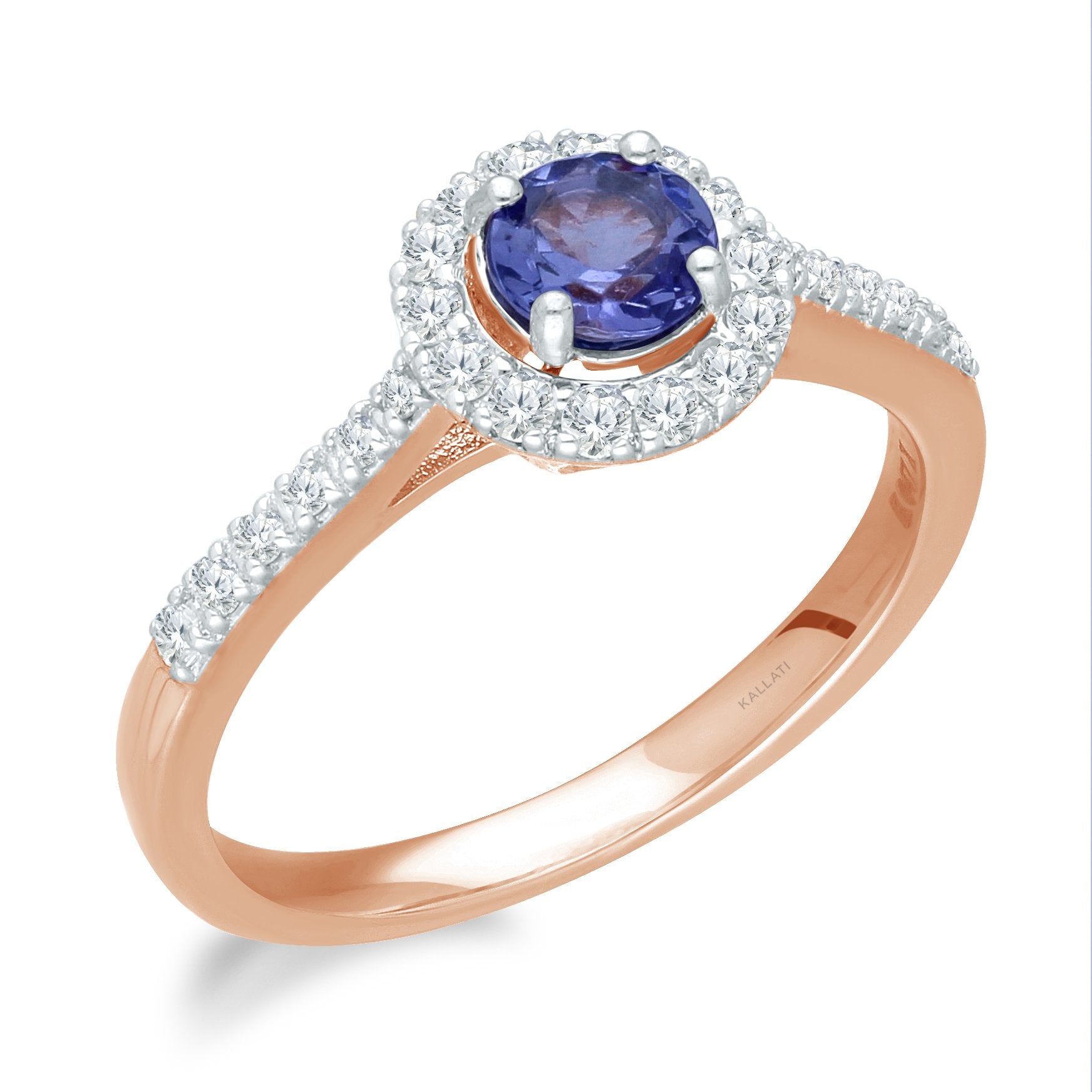 Kallati Eternal Round Halo Diamond Engagement Ring in 14K White Gold ...