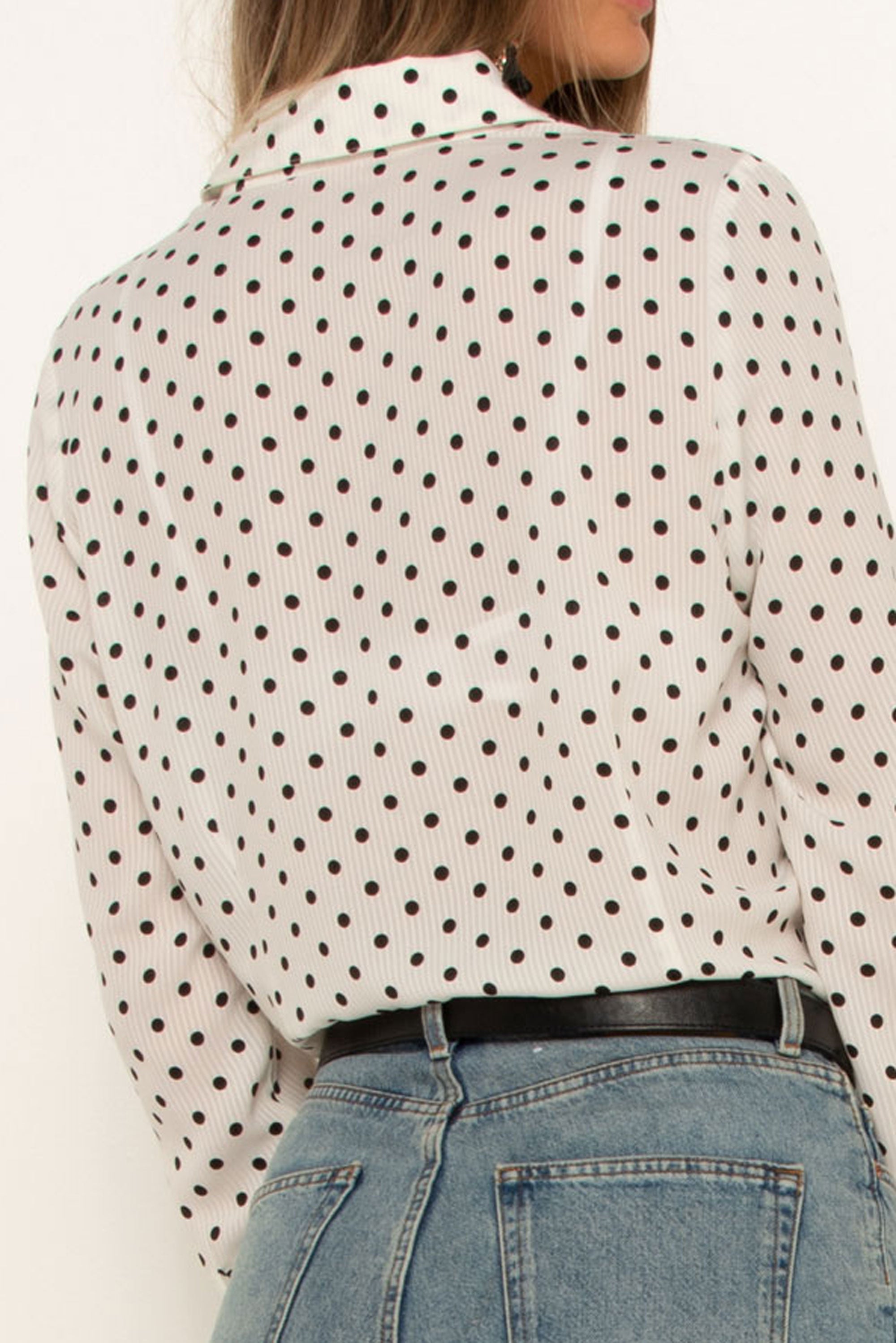 White Polka Dot Shirt HEIGHT OF FASHION   Close Up Back 2000x 