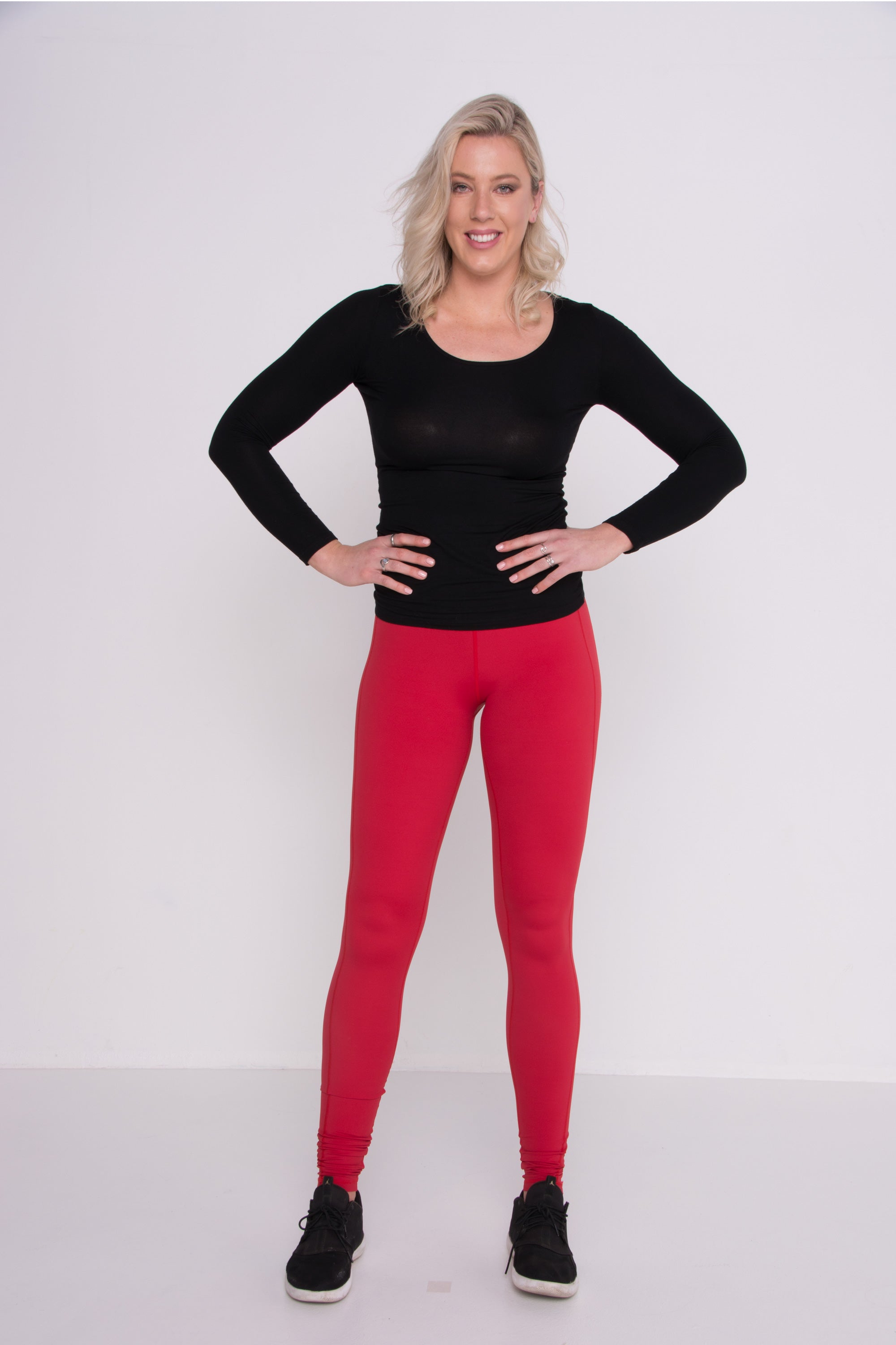  HeyNuts Essential High Waisted Yoga Leggings For Tall Women,  Buttery Soft Full Length Workout Pants 28 True Red L