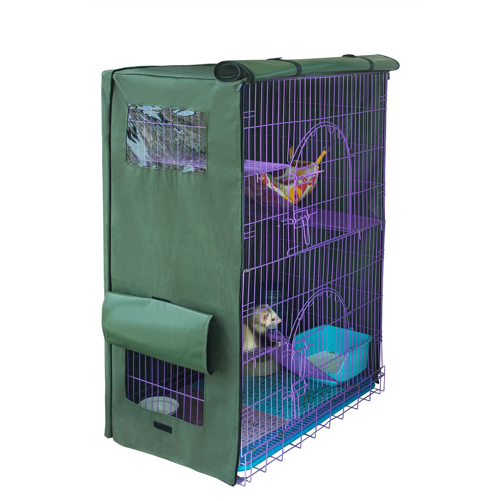 purple and green ferret cage