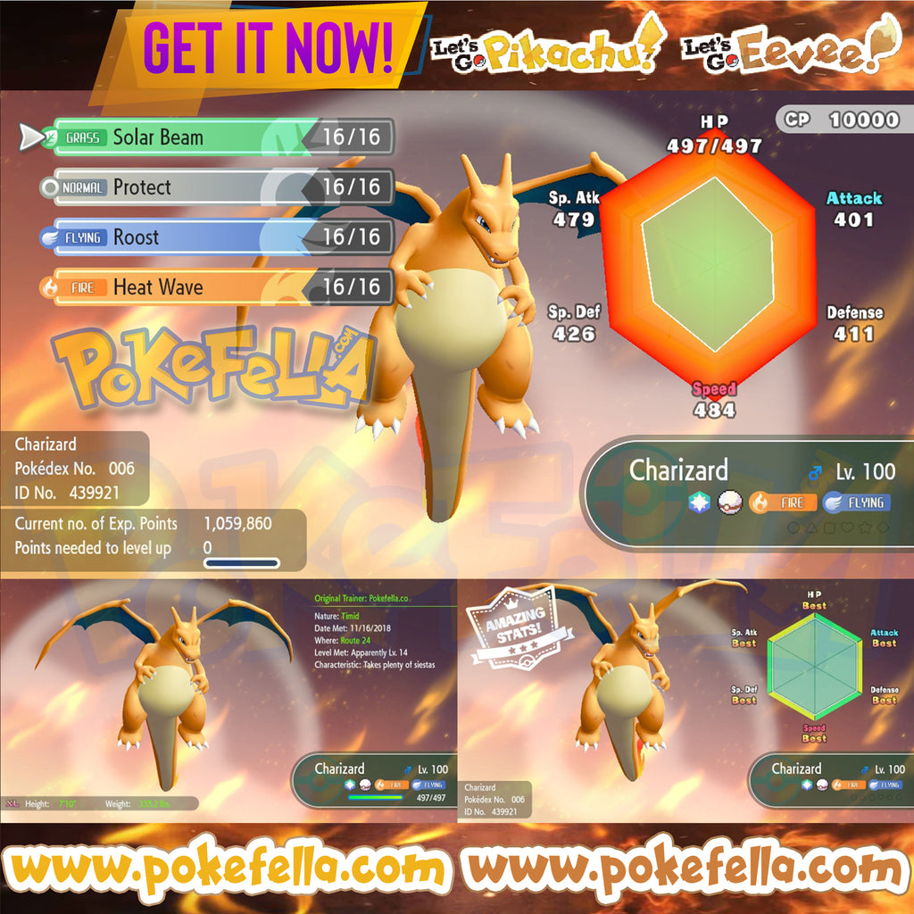 Charizard Battle Ready Max Ivsavs Level 100 Shinynon Shiny Lets Go Pikachu Eevee