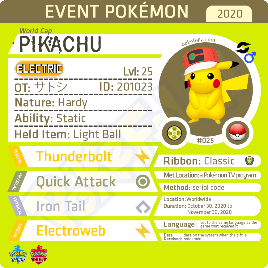 World Cap Pikachu Ot サトシ Ash Sacha 지우 小智 Id No 1023 Worl Pokefella Pokemon Genning Editing Trading Services