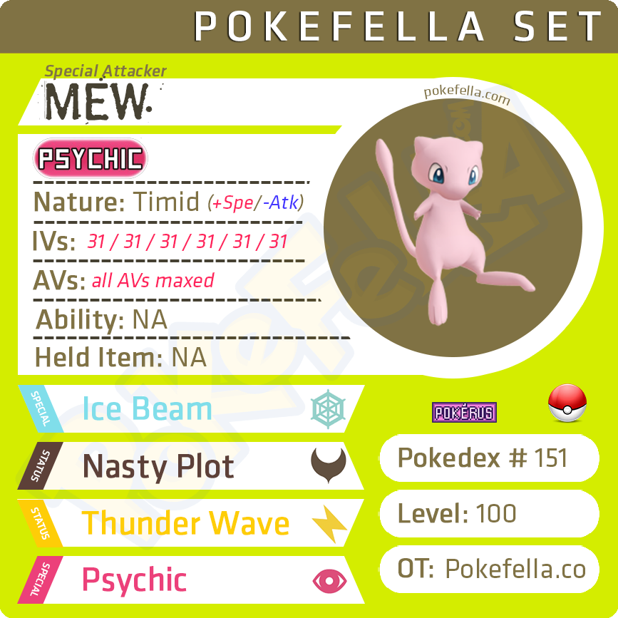 Mew Competitive 6ivs Level 100 Online Battle Ready Pokefella Pokemon Genning Editing Trading Services
