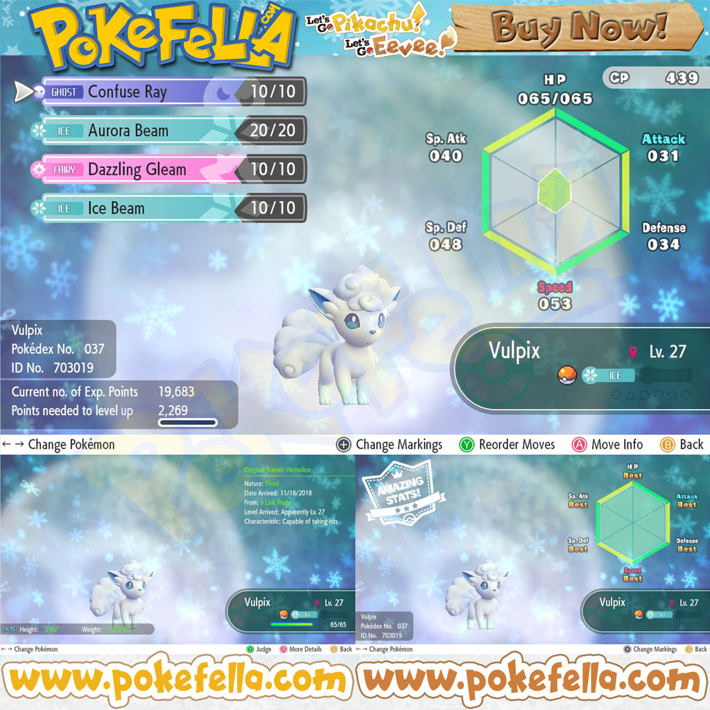 Alolan Vulpix Shiny Non Shiny Max Ivs Level 27 Let S Go Pikac Pkfl Digital Services