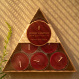 Beeswax Candle - Pack of Six Burgundy Tealights