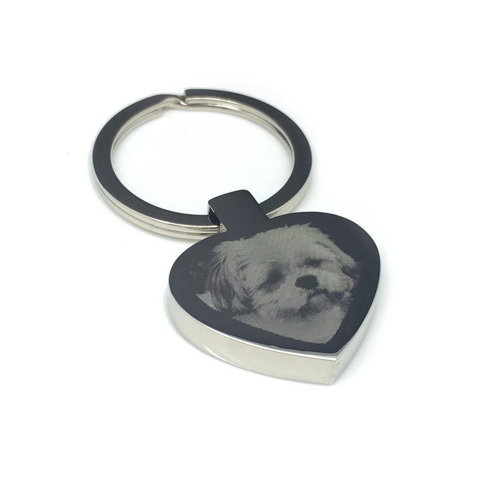 Personalised Heart Keyring Photo Engraved Gifts + Free