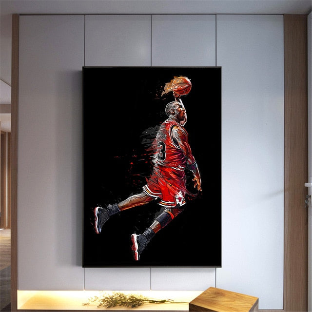 Michael Jordan Poster Fly Dunk Basketball Wall Pictures For Living Room Decoration Bedroom Sport Canvas