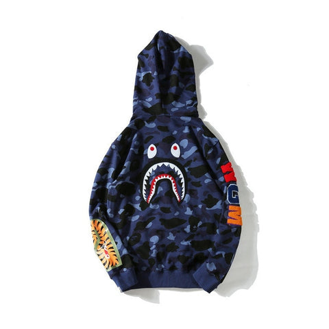 bape shark hoodie sweatshirt embroidered shark back bathing ape ...