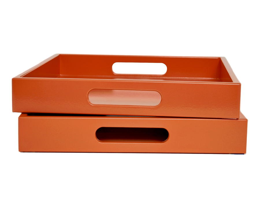 orange ottoman tray