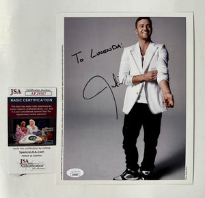 Musician Justin Timberlake Signed Cardstock Promo 8x10 Photo With JSA COA *NSYNC - Mustang Comics