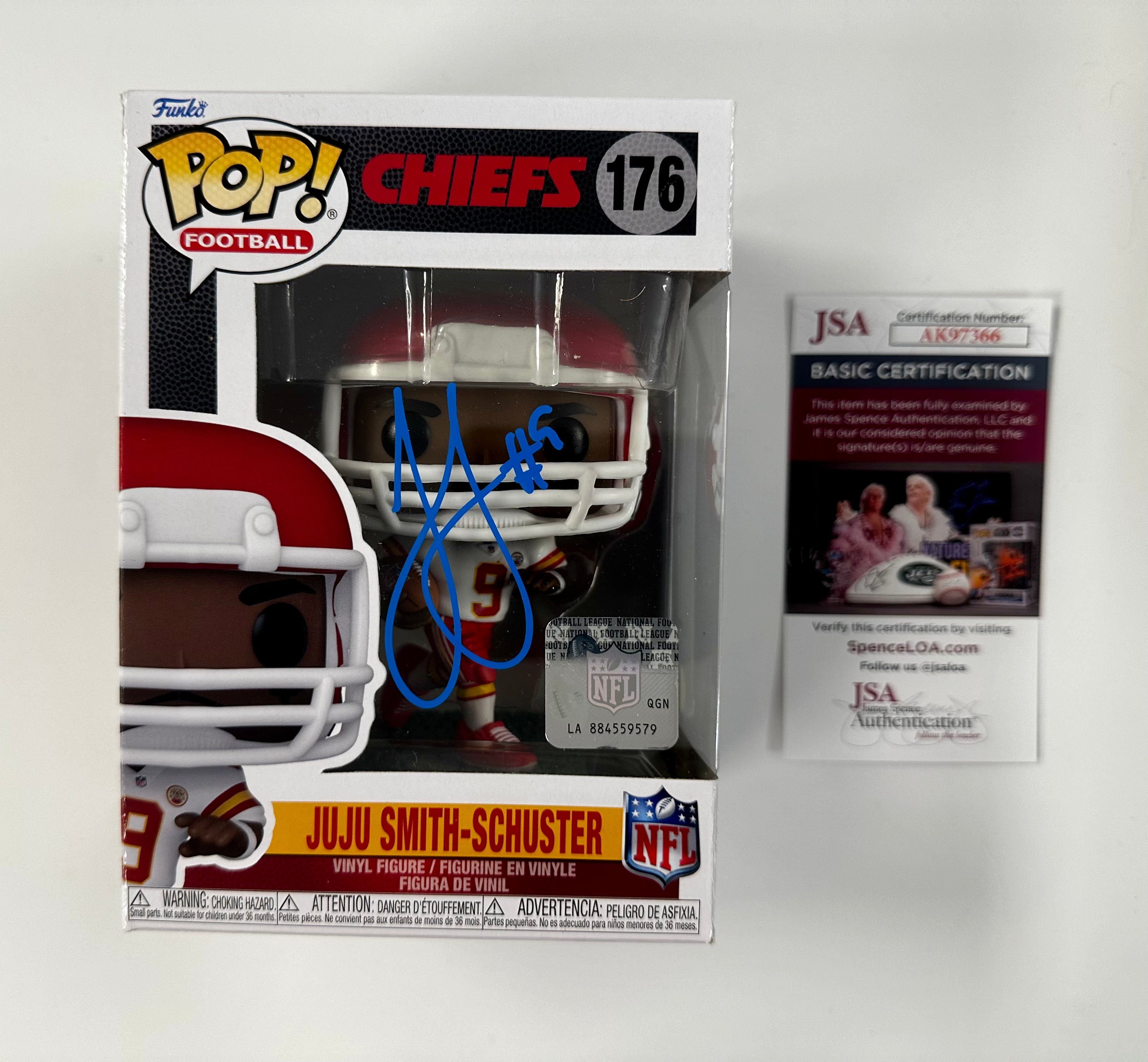 Juju Smith-Schuster Signed NFL Kansas City Chiefs WR Funko Pop #176 With JSA COA
