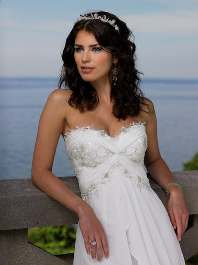 Sweetheart Crisscross Ruched Empire Waist Beach Wedding Dress Chiffon