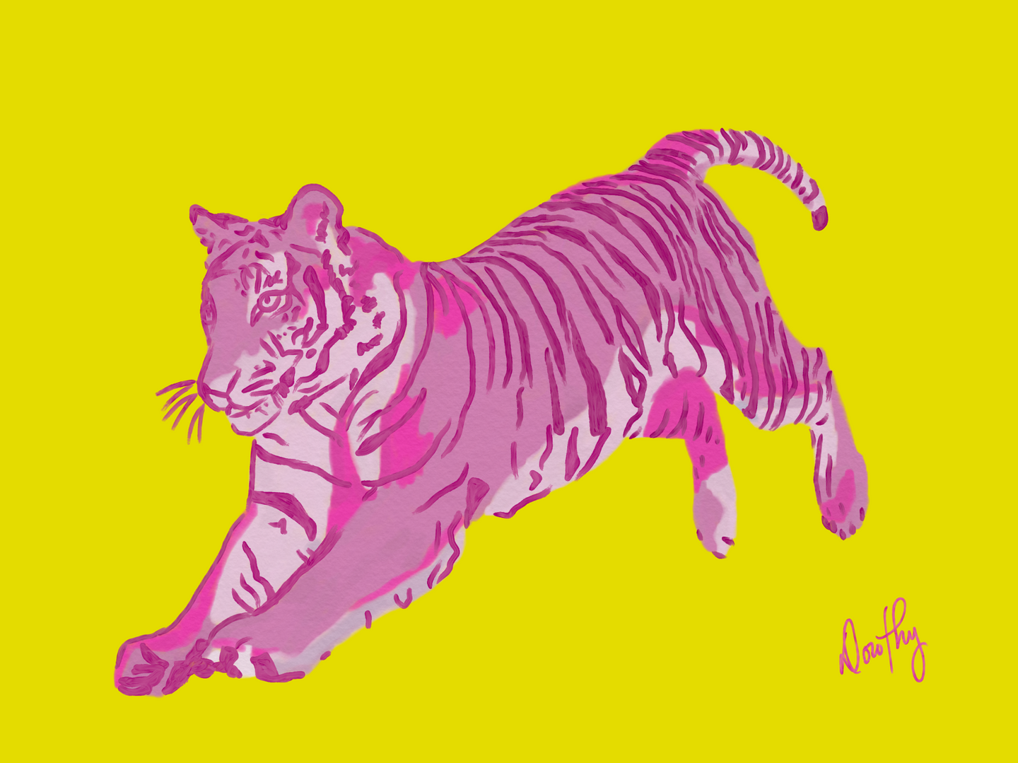 Tiger In Pink Wall Art – Dorothy Art