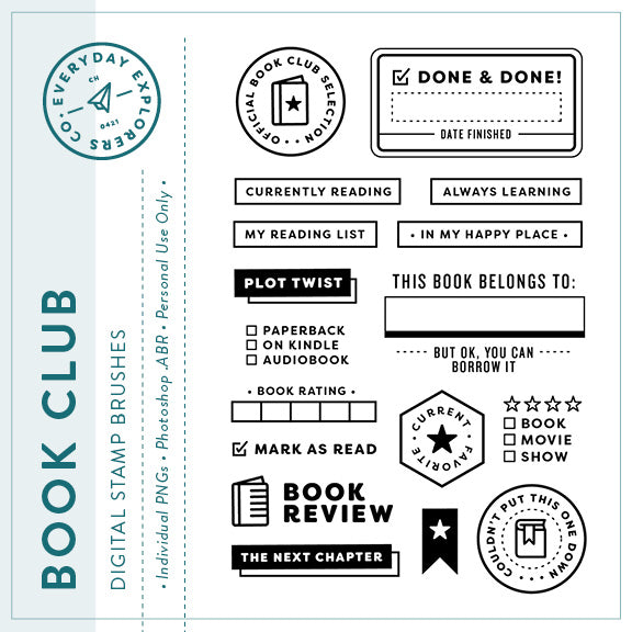 Book Club - Digital Stamp Set — Everyday Explorers Co.