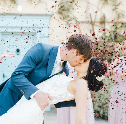 wedding day photography confetti being thrown