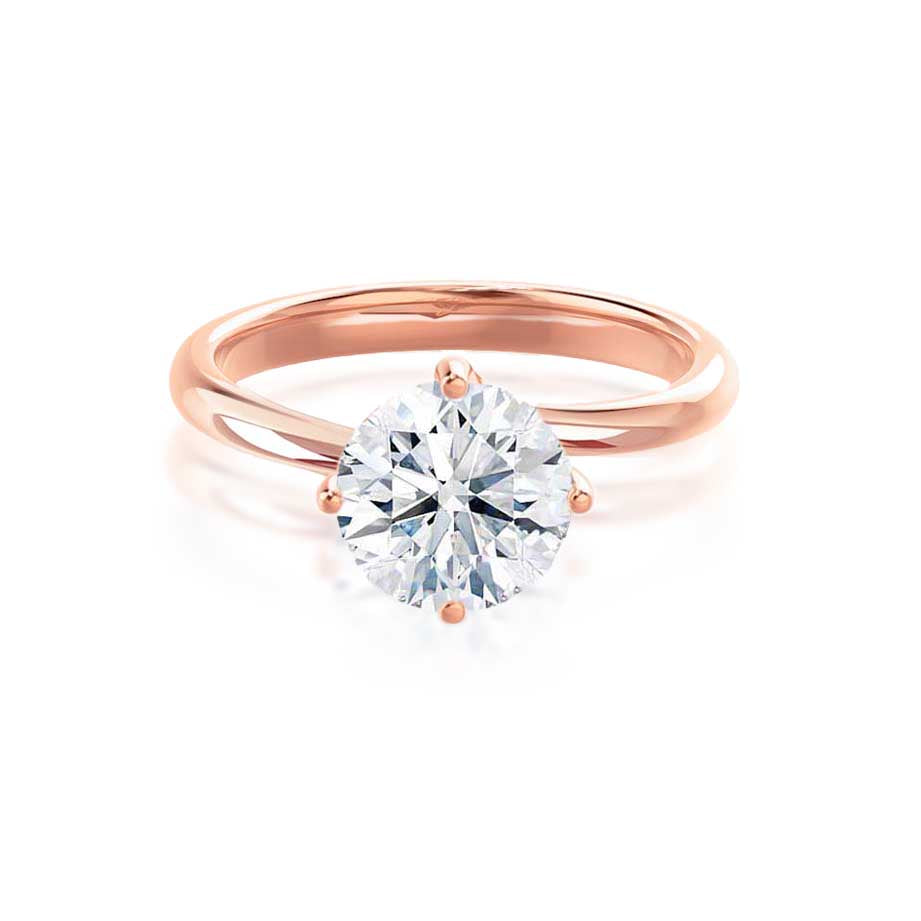Annora Round Moissanite 18k Rose Gold Twist Solitaire Ring – Lily Arkwright