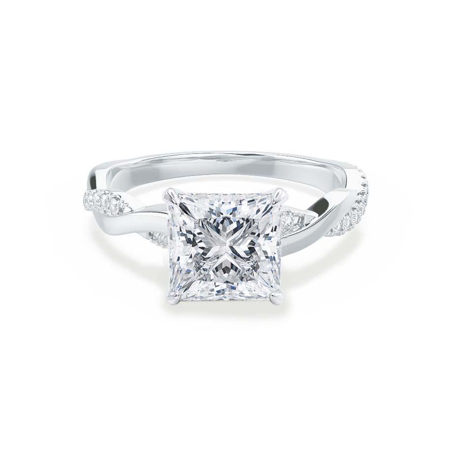 EDEN - Princess Moissanite & Diamond Platinum Vine Solitaire | Lily ...