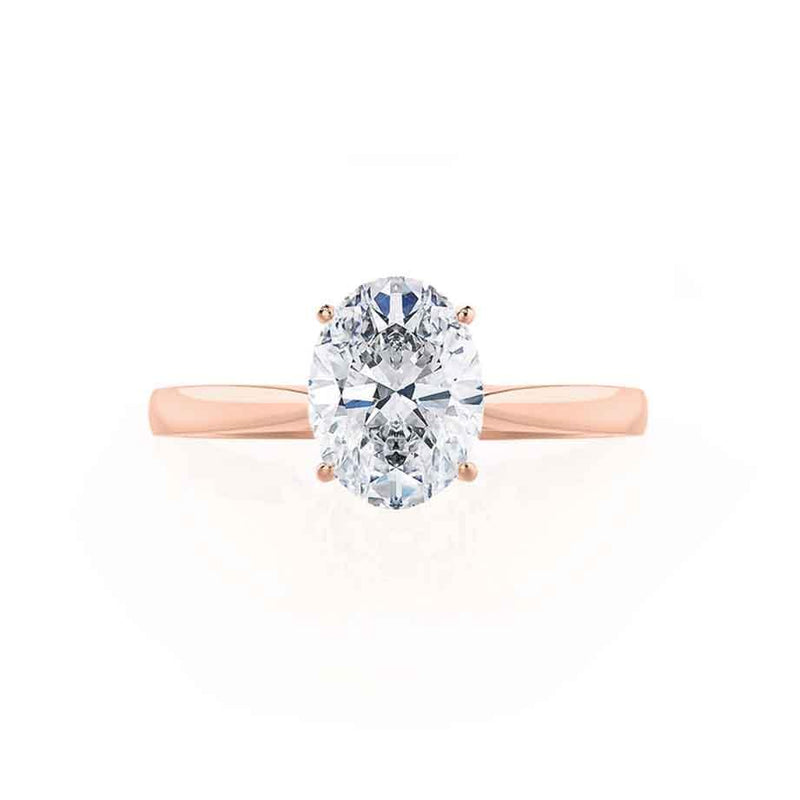 Isabella Oval Moissanite 18k Rose Gold Solitaire Ring – Lily Arkwright