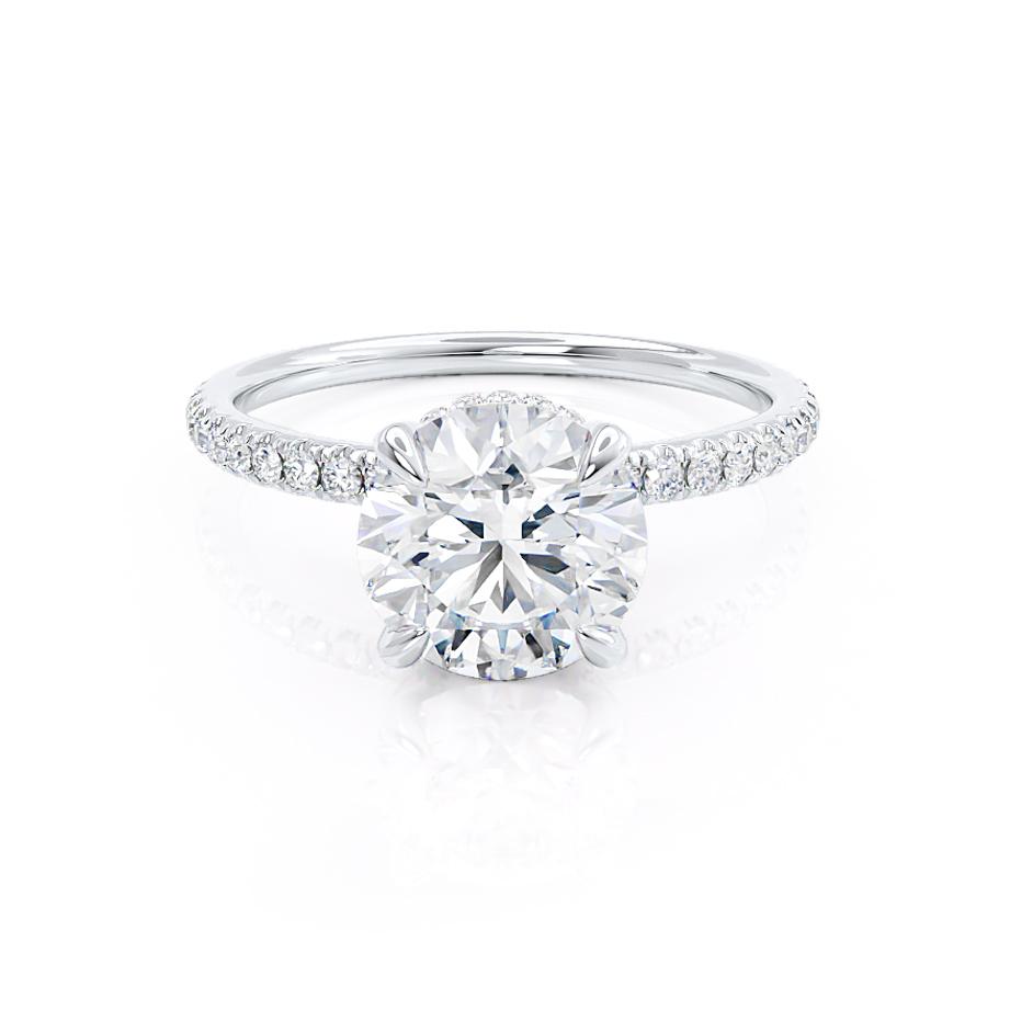 Lively Round Moissanite & Diamond 950 Platinum Petite Hidden Halo ...