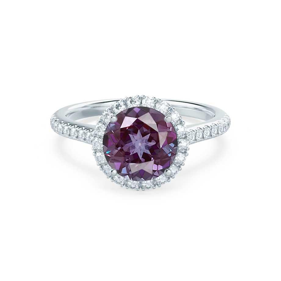 LAVENDER- Chatham® Alexandrite & Diamond 950 Platinum Petite Halo ...