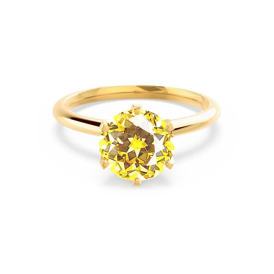 LILLIE - Chatham® Yellow Sapphire 18k Yellow Gold 6 Prong Knife Edge Solitaire Ring Engagement Ring Lily Arkwright