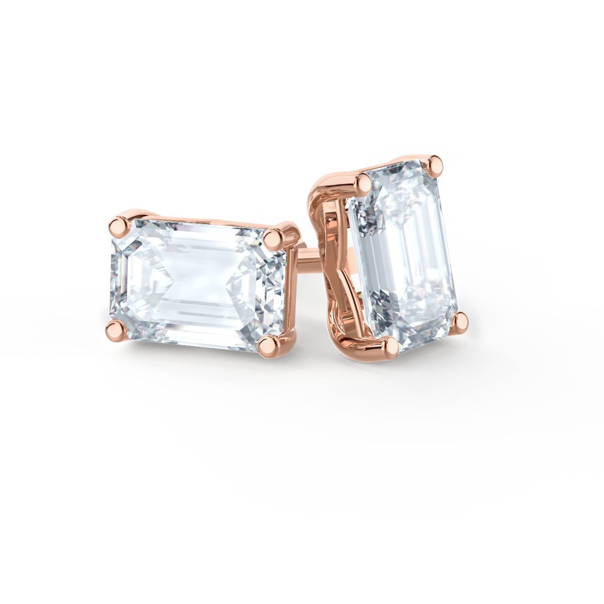 Aviana Emerald Moissanite 18k Rose Gold Emerald Stud Earrings – Lily ...