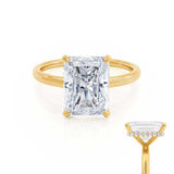 PARIS - Radiant Moissanite & Diamond 18k Yellow Gold Hidden Halo Engagement Ring Lily Arkwright