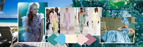 Los colores de moda más populares para la primavera de 2019. Lagoon, Rosewater, Vapor Blue, Spring Fashion Colors 2019, ShoptheKei.com